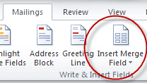 MsWord Insert Merge Field