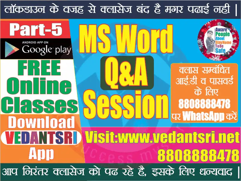 MS Word Question Answers (Part-V) 1 MS Word Question Answers (Part-V) VedantSri Varanasi