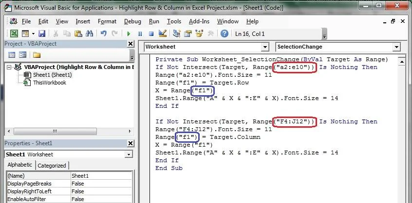 Highlight Row Column MS Excel Project-11 1 Highlight Row Column MS Excel Project-11
