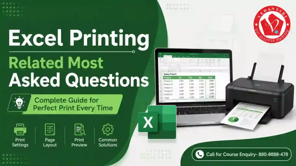 Excel Questions with Answers Set 01 – 100 Most Asked Exam Paper Questions VedantSri Class