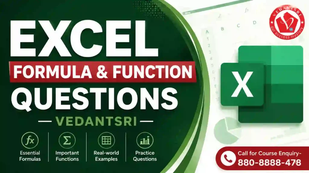 Excel Questions with Answers Set 01 – 100 Most Asked Exam Paper Questions VedantSri Computer