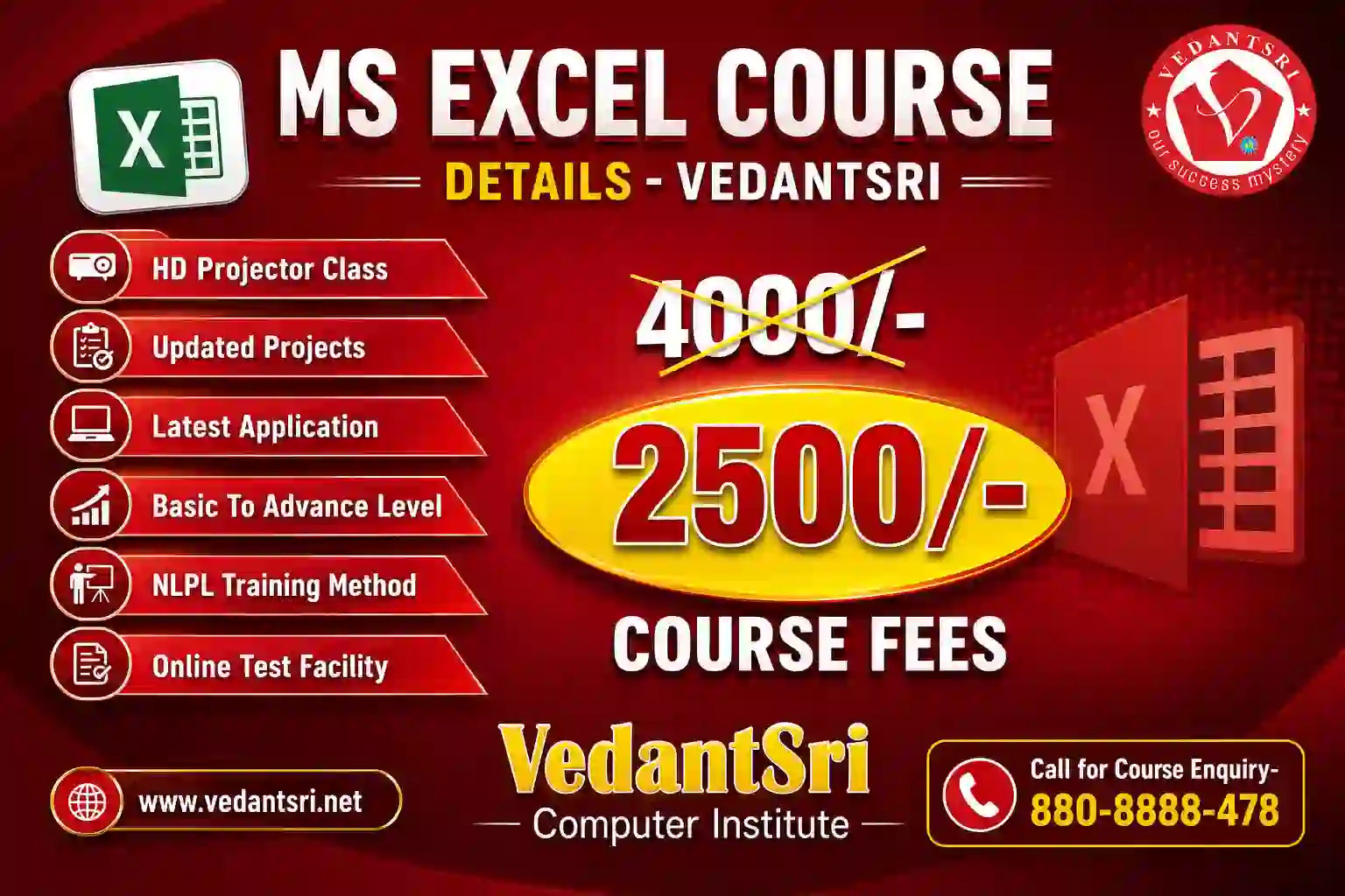 MS Excel Course Detail, Fees, Duration, Scope, Syllabus, Admission, Institutes & Jobs VedantSri