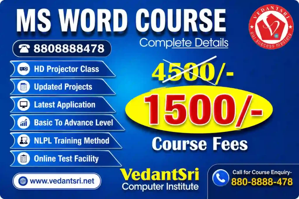 MS Word Course Details, Fees, Duration, Scope, Syllabus, Admission, Institutes & Jobs 96 MS Word Course Details, Fees, Duration, Scope, Syllabus, Admission, Institutes & Jobs VedantSri