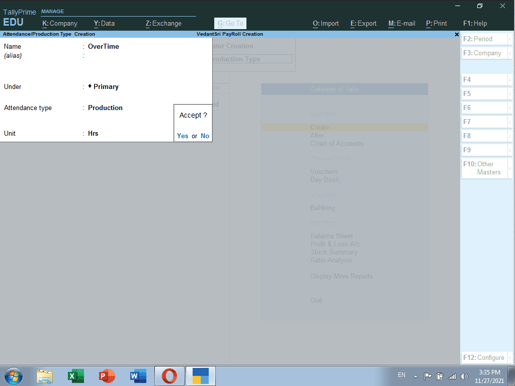 Payroll Creation in TallyPRIME 4 PayRoll Creation in TallyPRIME By VedantSri Varanasi
