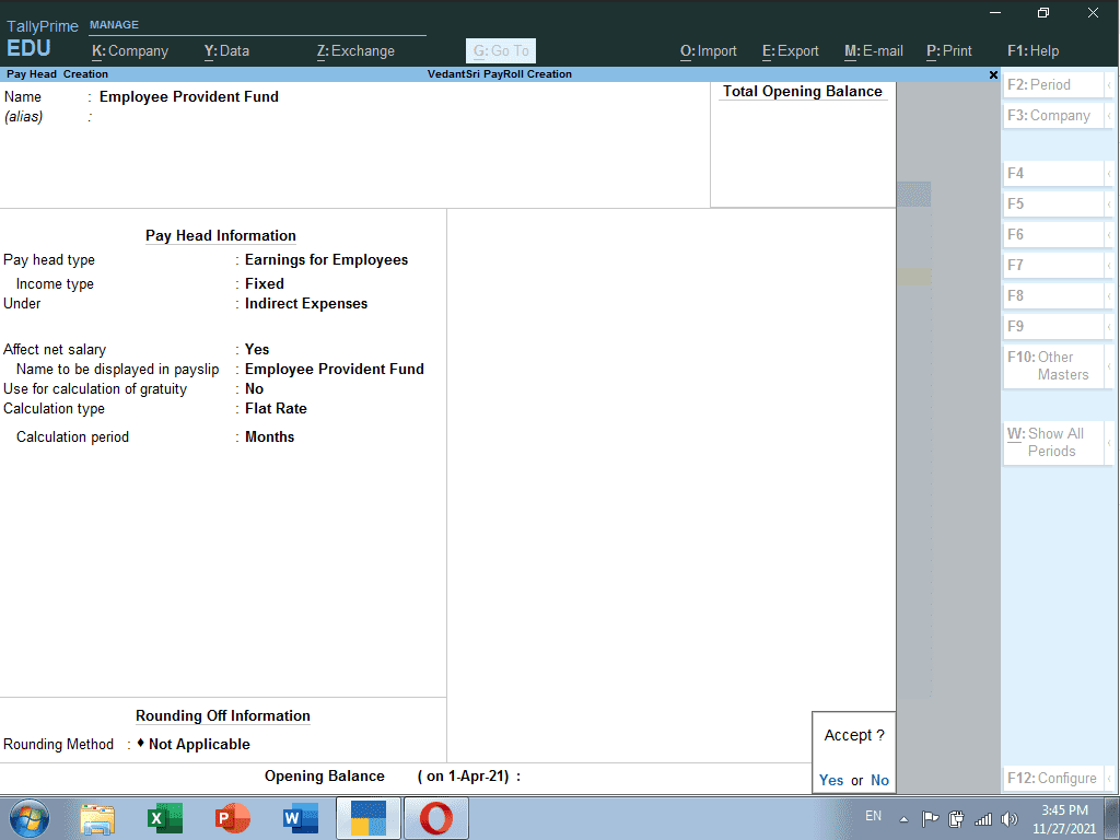 Payroll Creation in TallyPRIME 8 PayRoll Creation in TallyPRIME