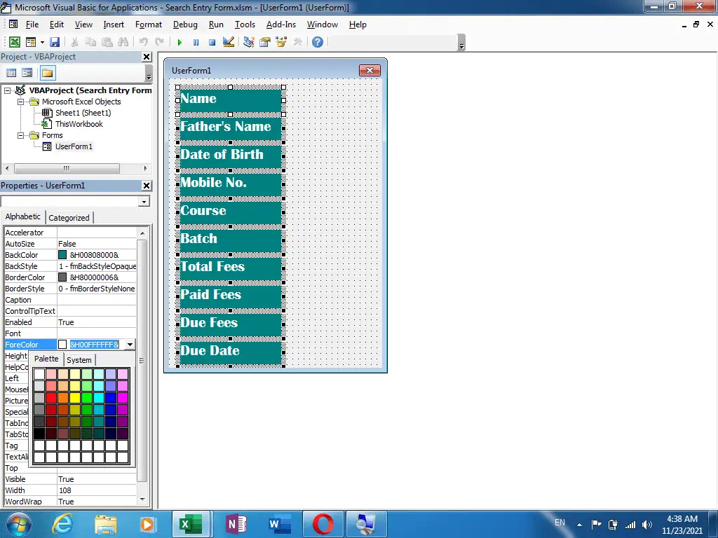 Search Entry Form in Excel 8 image 45