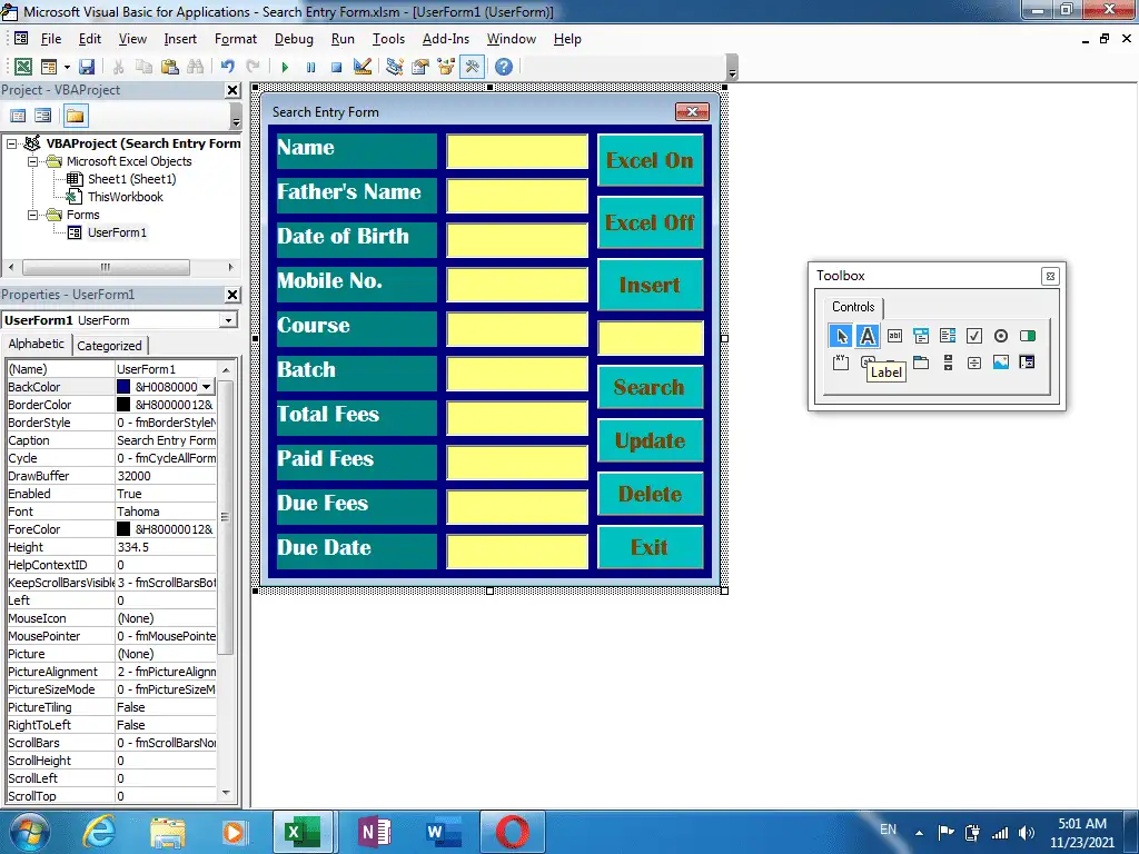 Search Entry Form in Excel 12 Search Entry Form in Excel by VedantSri Varanasi Computer Institute