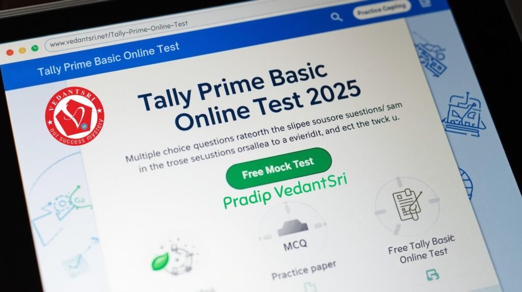 Tally Prime Basic Online Test 2025 - Free Mock Test, MCQ, Quiz & Practice Papers by VedantSri