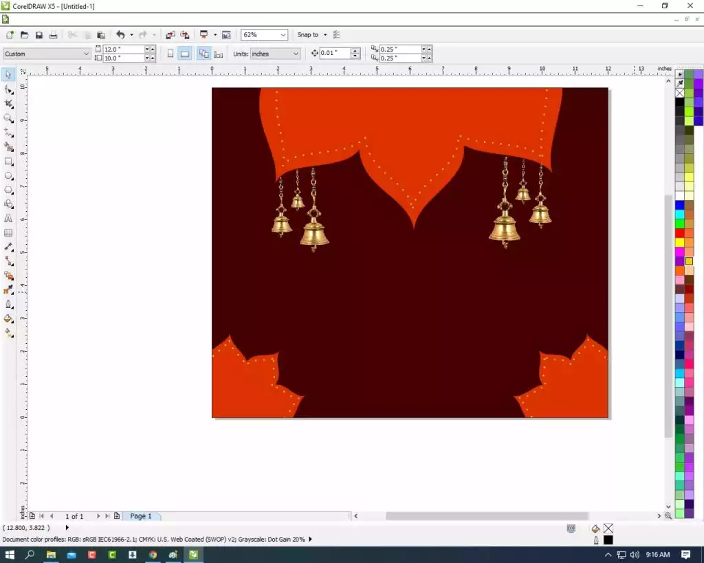 Navratri Card Design in CorelDraw, Simple Method, Step By Step, Download Source File 614 12 18