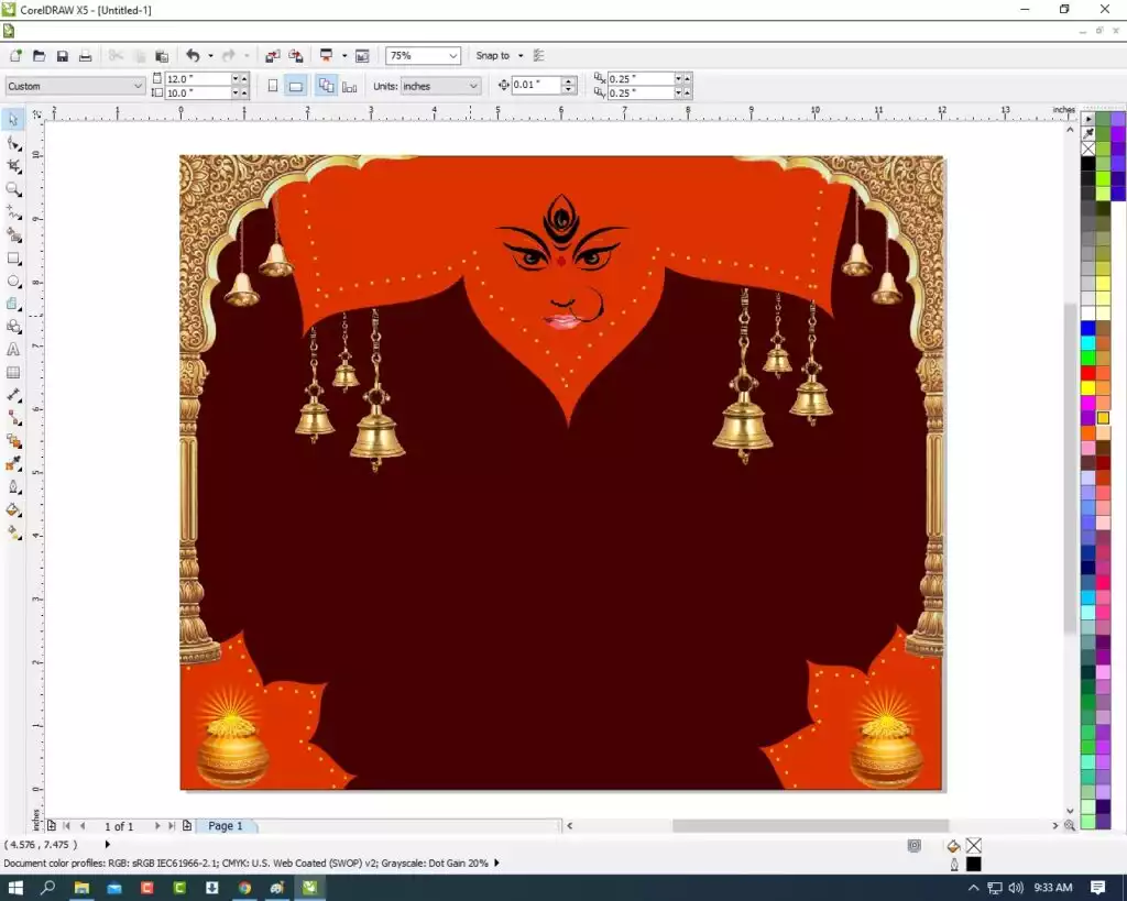 Navratri Card Design in CorelDraw, Simple Method, Step By Step, Download Source File 615 Navratri Card Design in CorelDraw