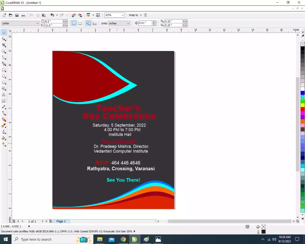 Invitation Card Design CorelDraw, Easy Method, Step By Step, Download Source File 22 19