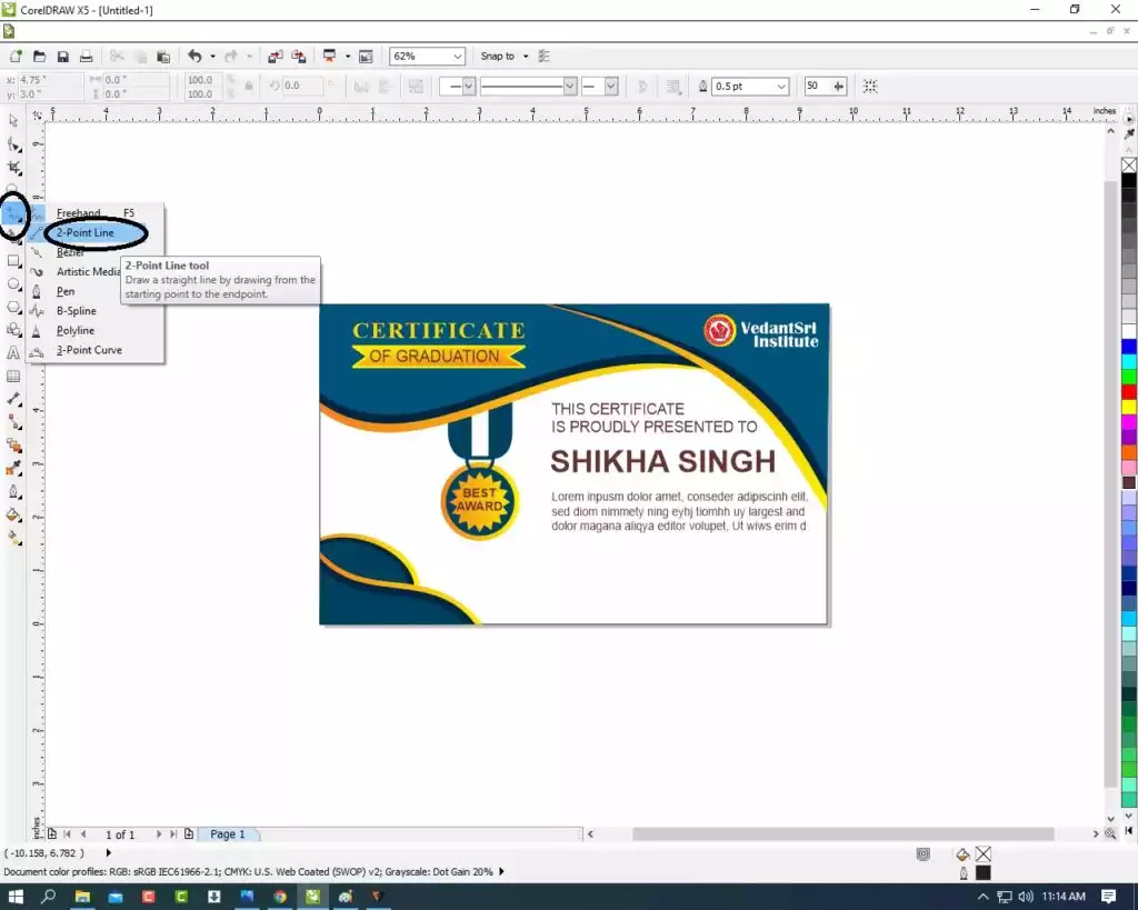 Certificate Design in CorelDraw, Easy and Step by Step, Download Source File. 38 39