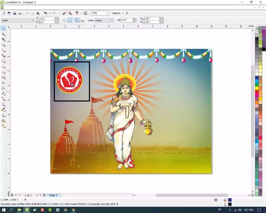 Navratri Card Design in CorelDraw, Easy Method, Complete Steps, Download Practice File 390 Vedantsri8 2