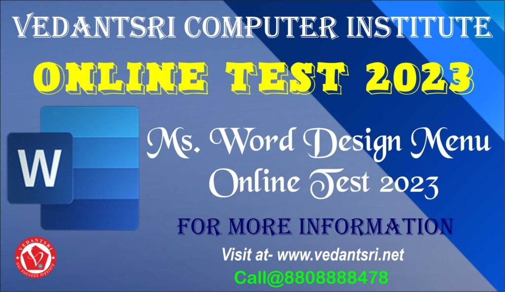 Ms. Word Design Menu Online Test 2023 - VEDANTSRI Ms. Word Design Menu Online Test 2023