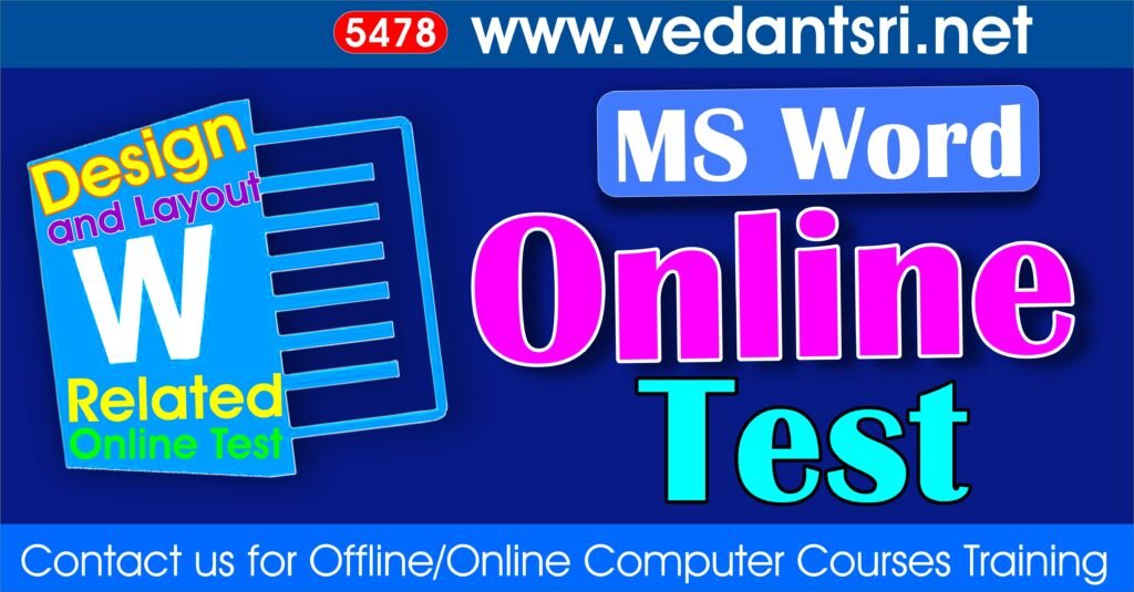 MS Word Design and Layout Menu Online Test 5478 VedantSri Institute for Top Best Online Quiz Mock Test Practice Test for Free Jobs Preparations website