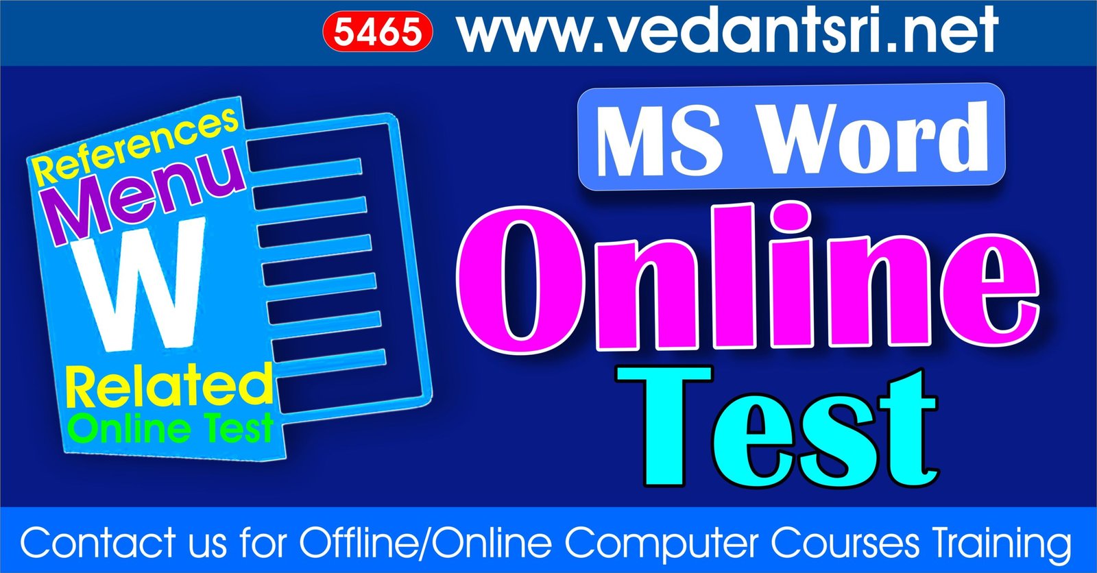MS Word Online Test References Menu