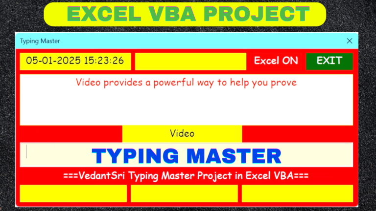 Excel VBA Typing Master Project for beginners | Excel VBA Project by Pradip VedantSri
