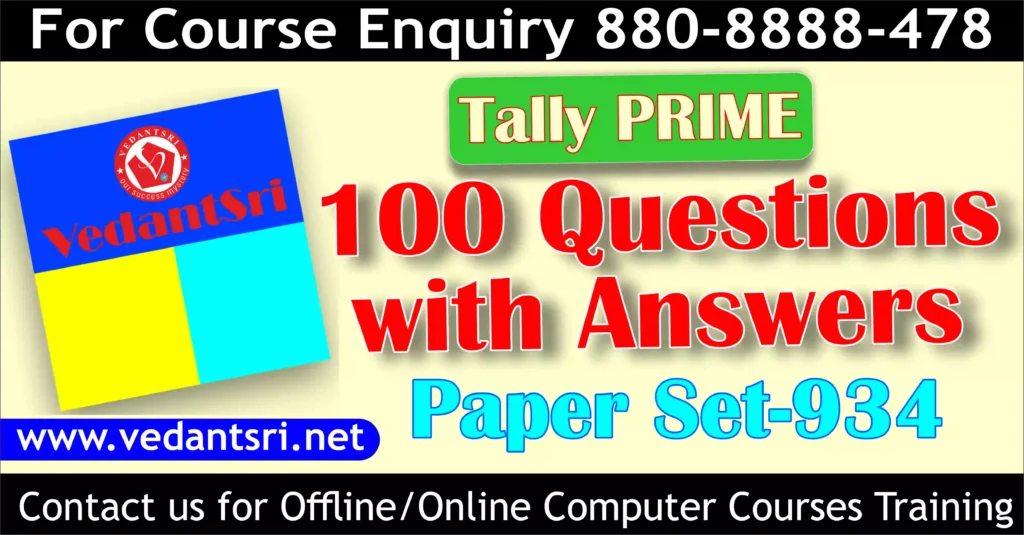 Tally Prime Online Test 100 Most Important Accounting Questions & Answers VedantSri