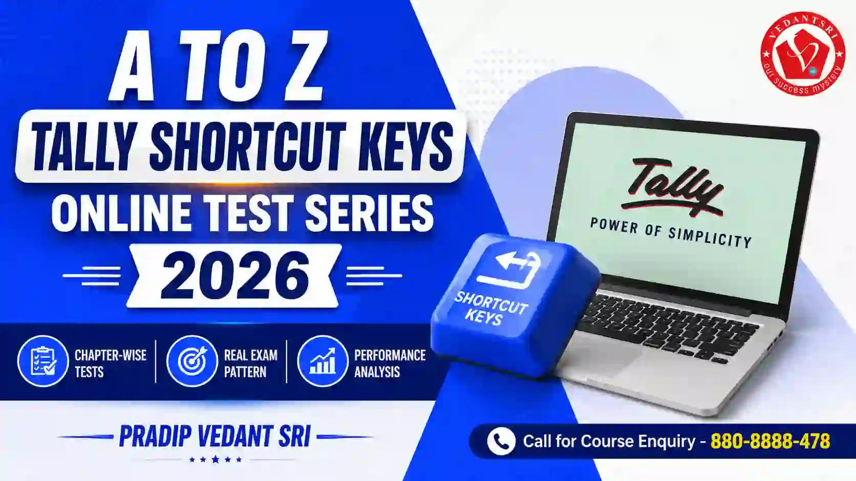 A To Z Tally Shortcut Keys Online Test Series 2026 Pradip VedantSri