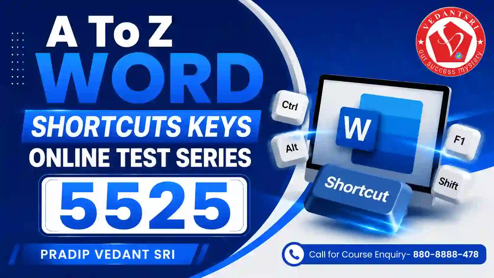 A To Z Word Shortcuts Keys Online Test Series 5525 Pradip VedantSri