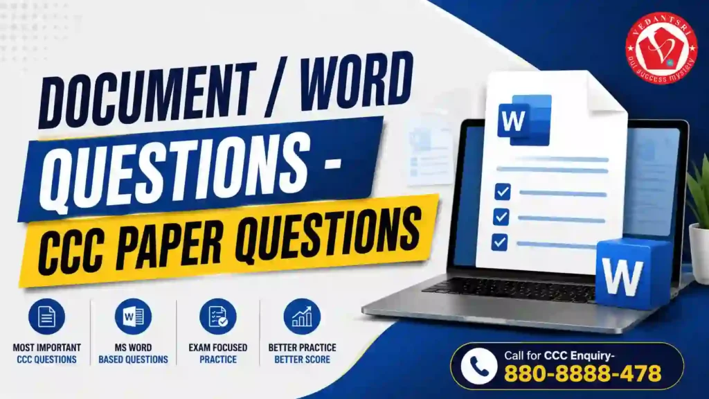 CCC Questions with Answers in English – 101 Most Asked CCC Exam Paper Questions 4 CCC Questions with Answers in English – 101 Most Asked CCC Exam Paper Questions VedantSri Class Training