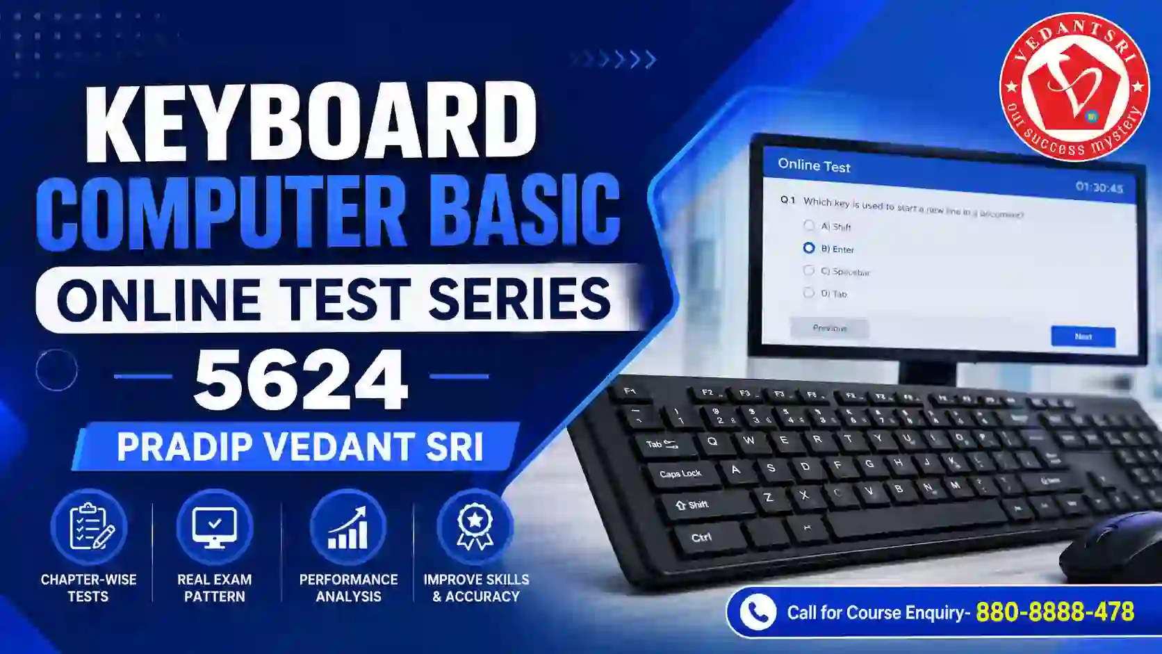Keyboard Computer Basic Online Test Series 5624 Pradip VedantSri
