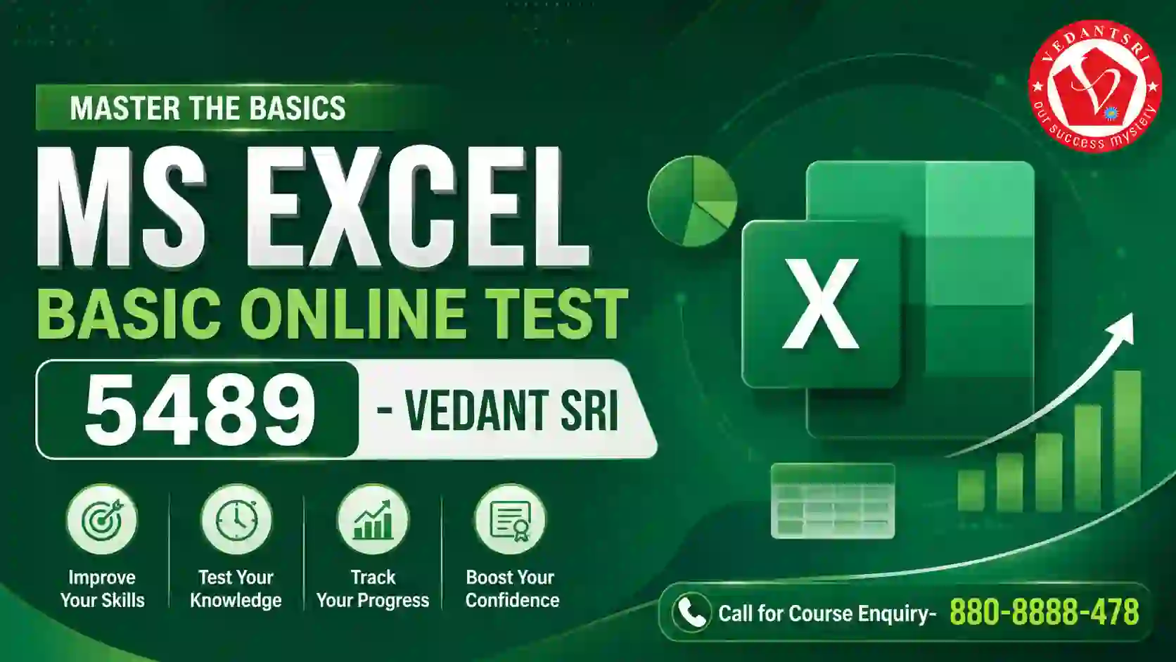MS Excel Basic Online Test 5489 VedantSri