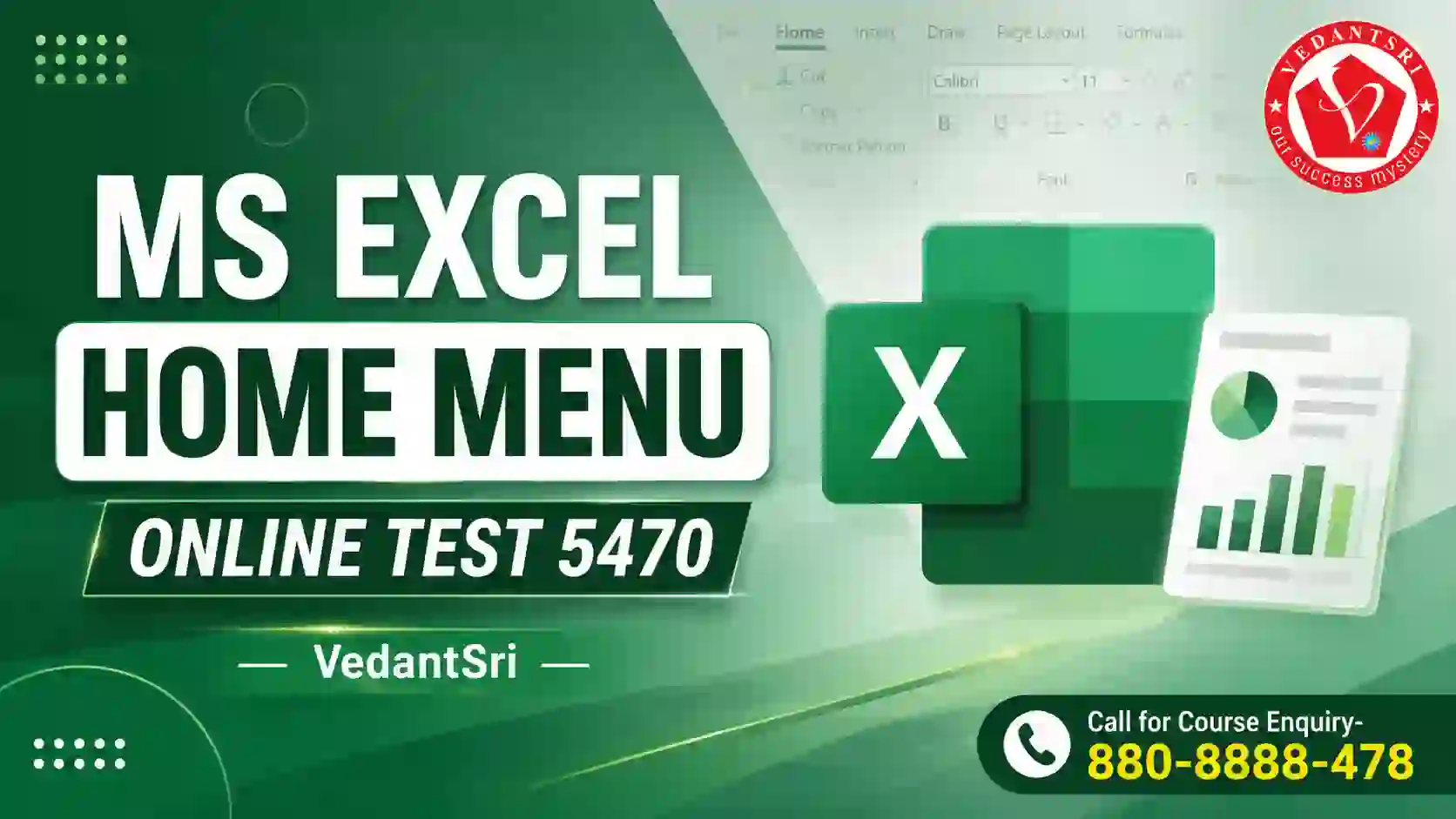 MS Excel Home Menu Online Test 5470 VedantSri