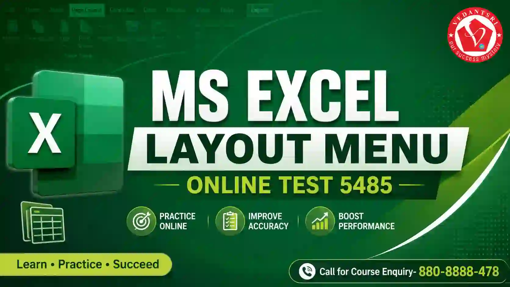 MS Excel Layout Menu Online Test 5485 VedantSri