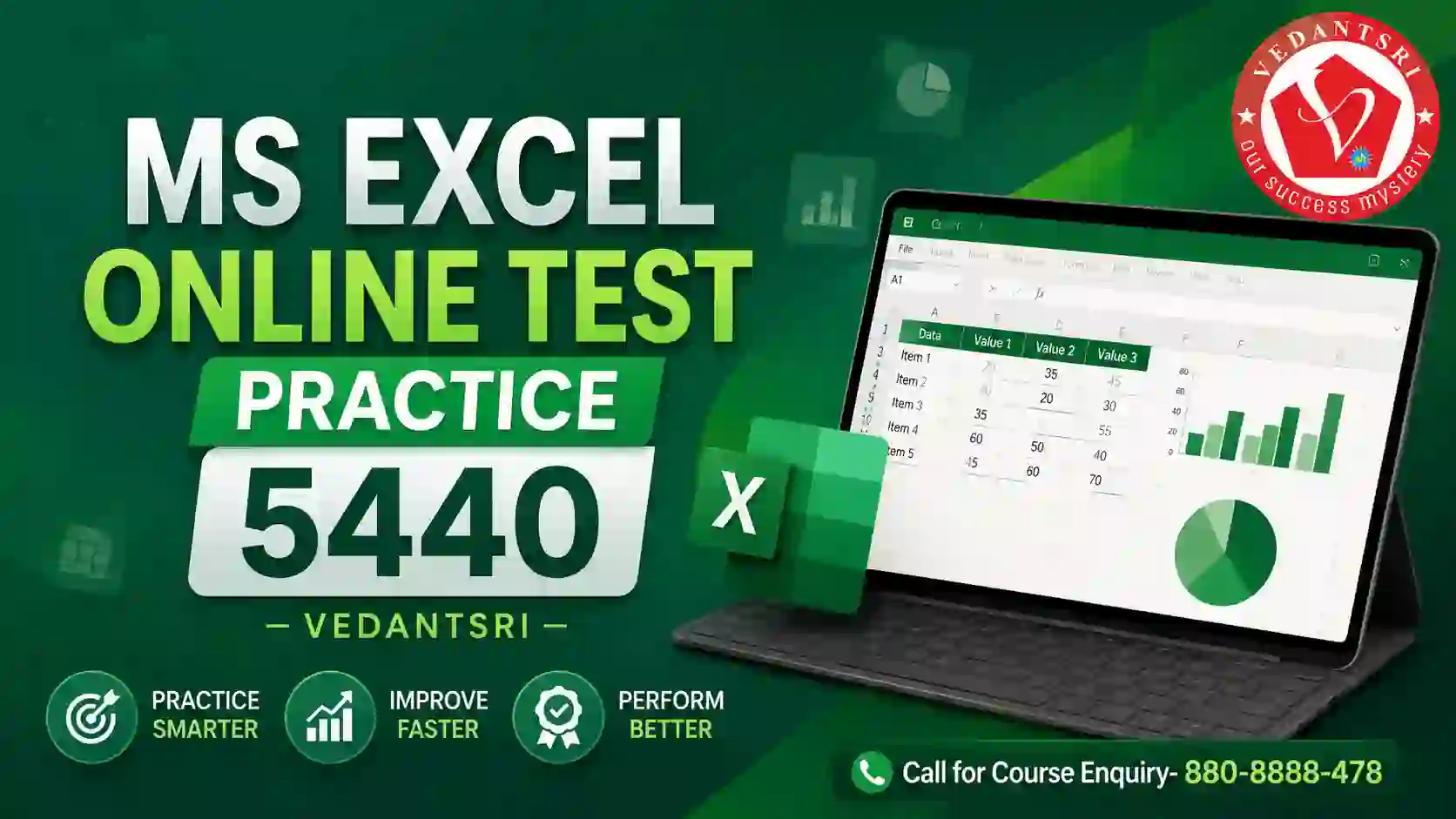 MS Excel Online Test Practice 5440 VedantSri