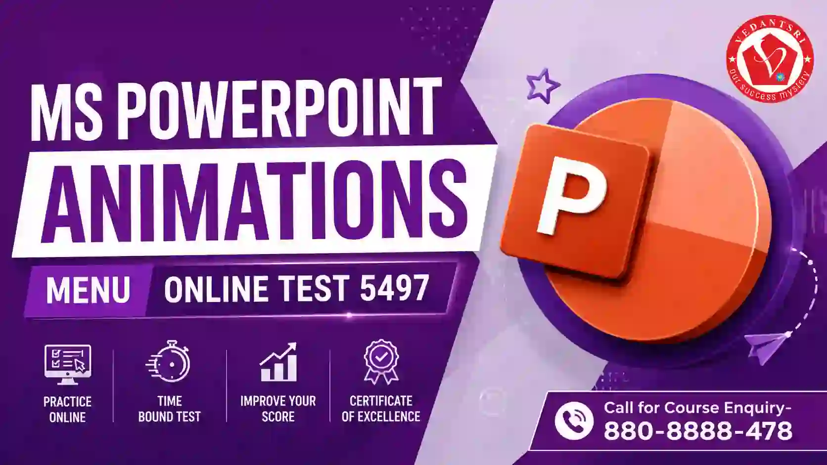 MS PowerPoint Animations Menu Online Test 5497 VedantSri