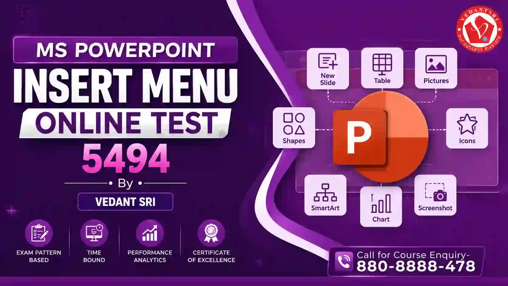 MS PowerPoint Insert Menu Online Test 5494 VedantSri