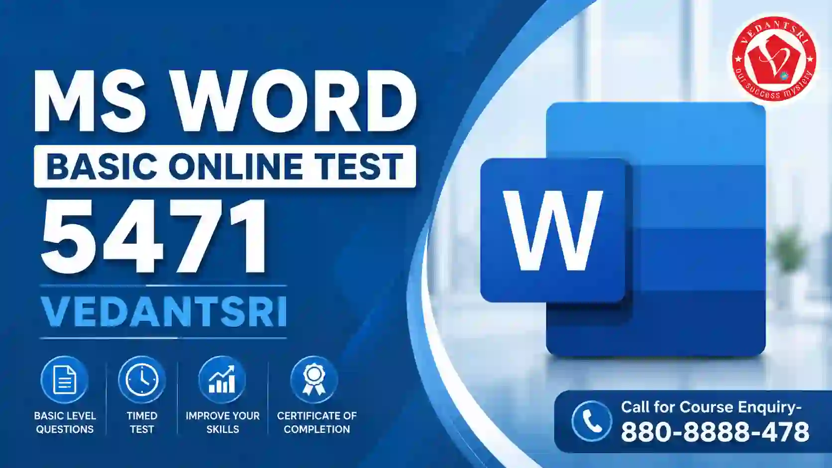 MS Word Basic Online Test 5471 VedantSri