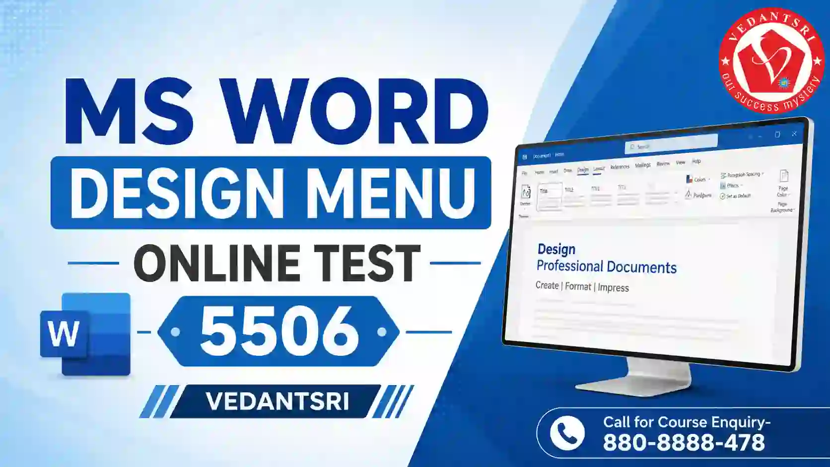 MS Word Design Menu Online Test 5506 VedantSri