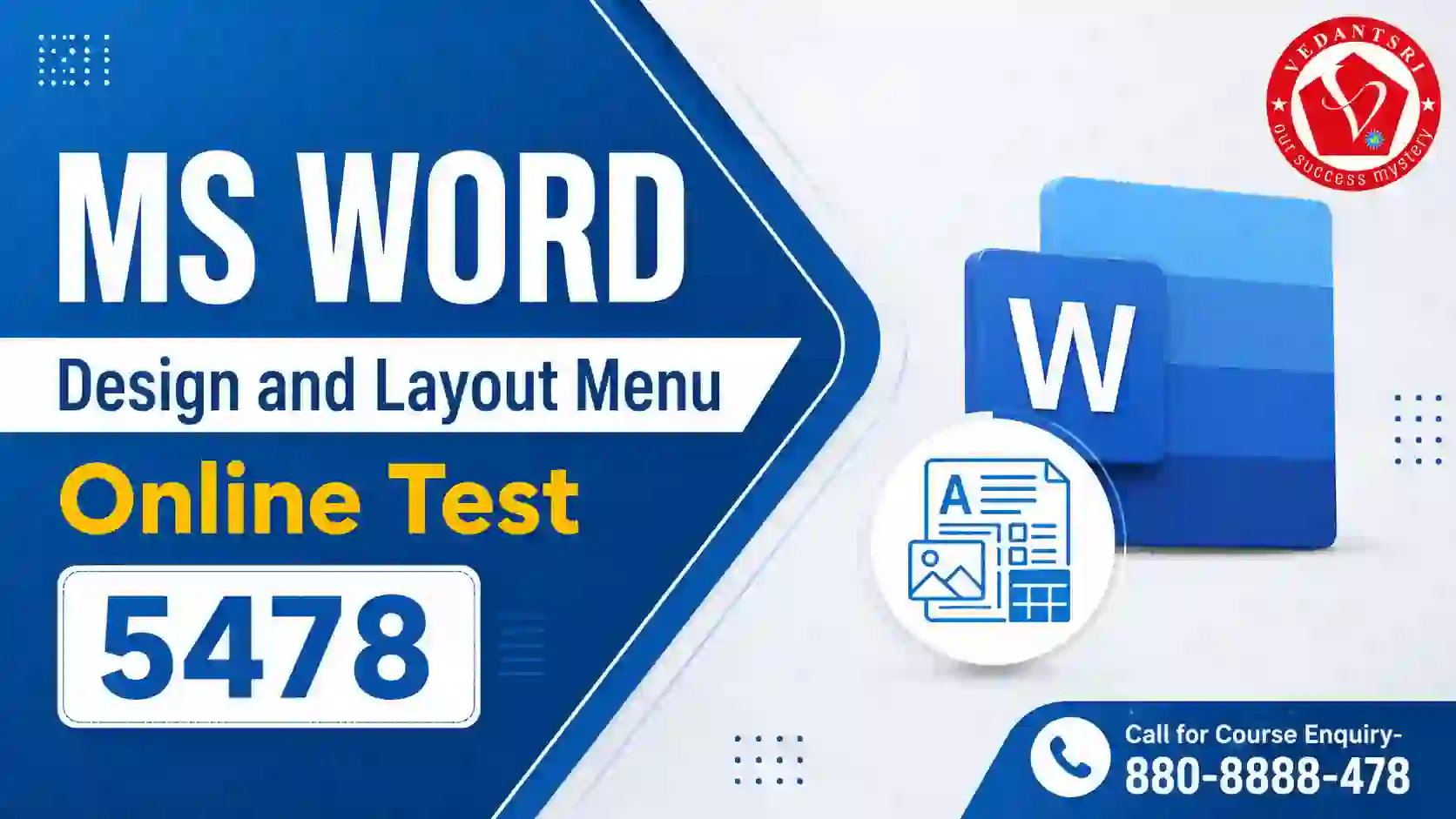 MS Word Design and Layout Menu Online Test 5478 VedantSri
