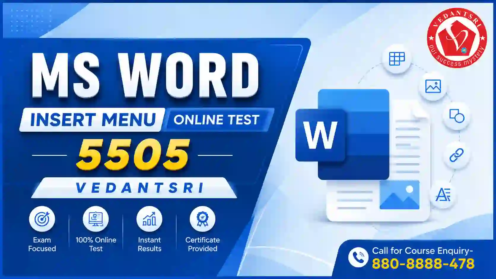 MS Word Insert Menu Online Test 5505 VedantSri