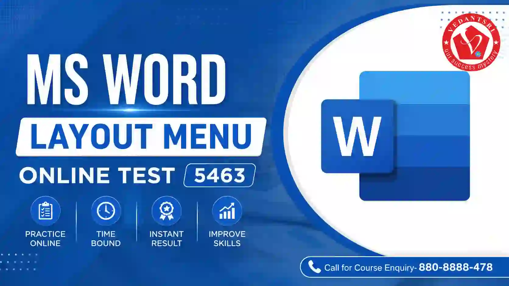 MS Word Layout Menu Online Test 5463 VedantSri