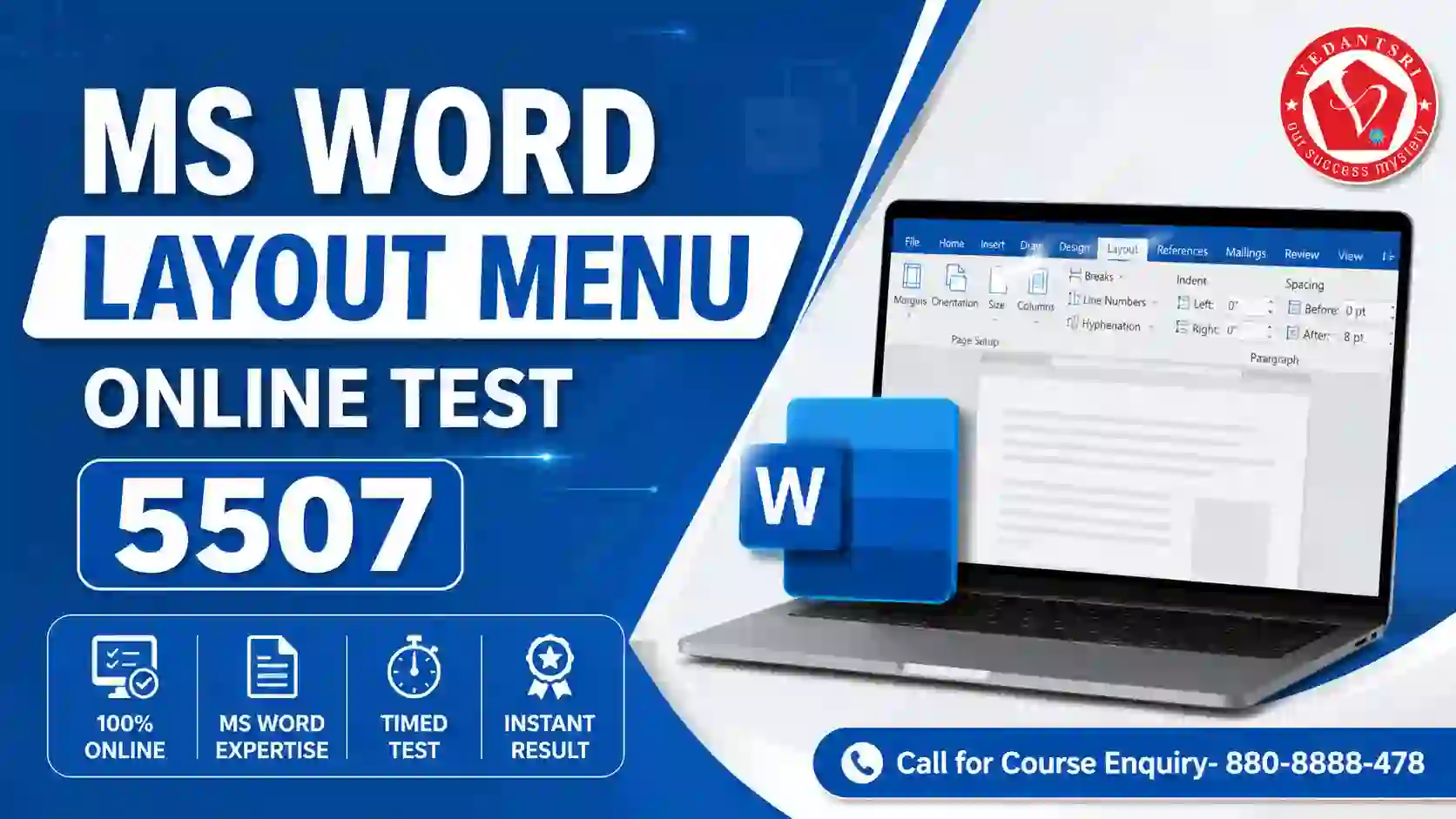 MS Word Layout Menu Online Test 5507 VedantSri