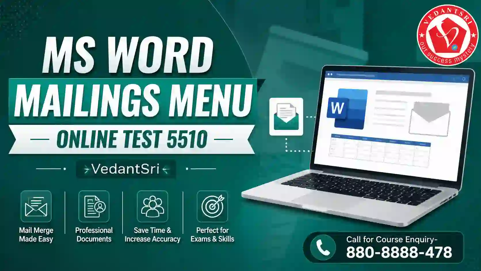 MS Word Mailings Menu Online Test 5510 VedantSri