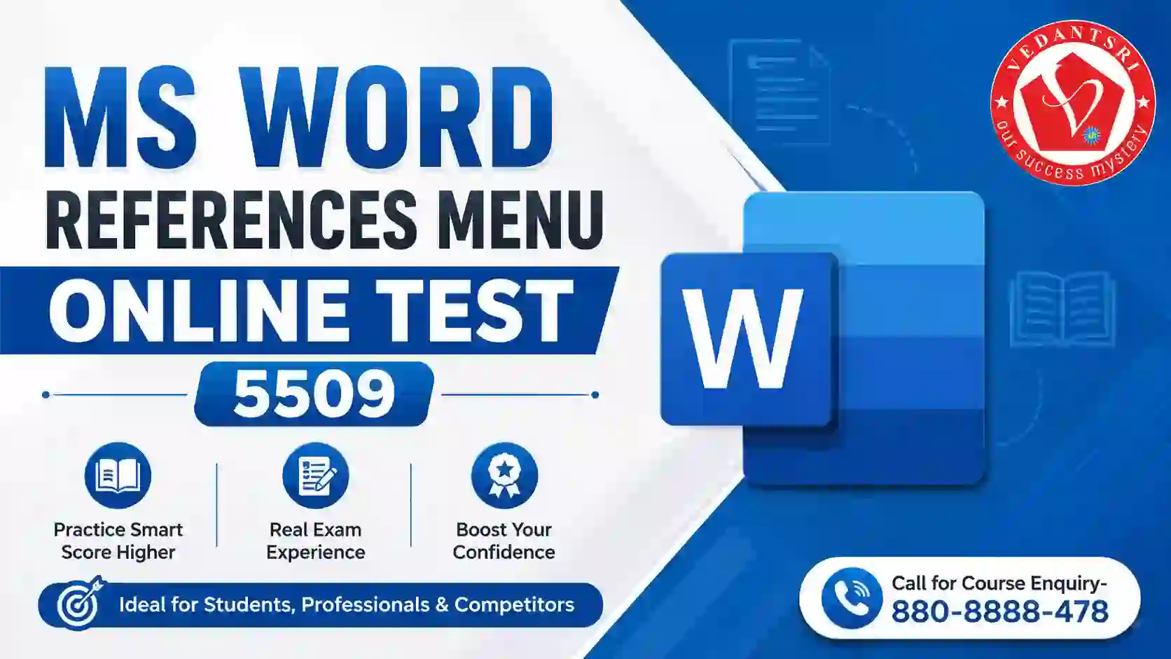 MS Word References Menu Online Test 5509 VedantSri