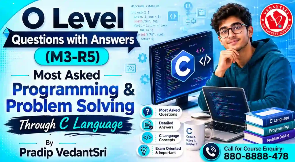 O Level Questions with Answers (M3-R5) Most Asked Programming and Problem Solving Through C Language Questions 1 O Level Questions with Answers (M3-R5) Most Asked Programming and Problem Solving Through C Language Questions Pradip VedantSri