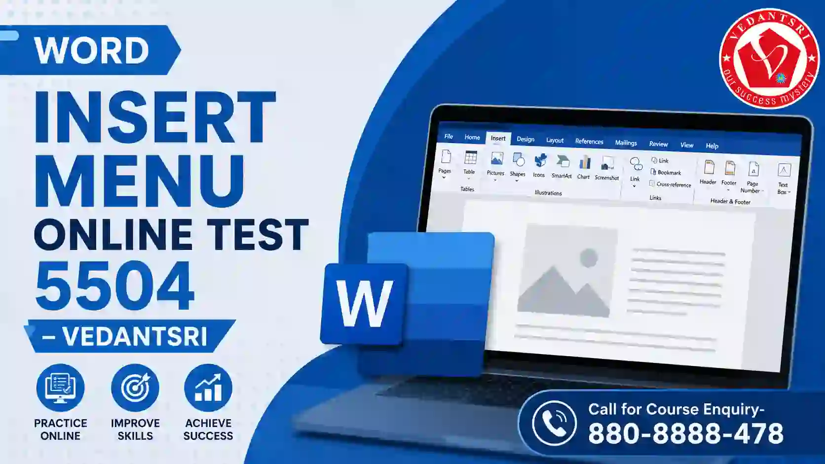 Word Insert Menu Online Test 5504 VedantSri