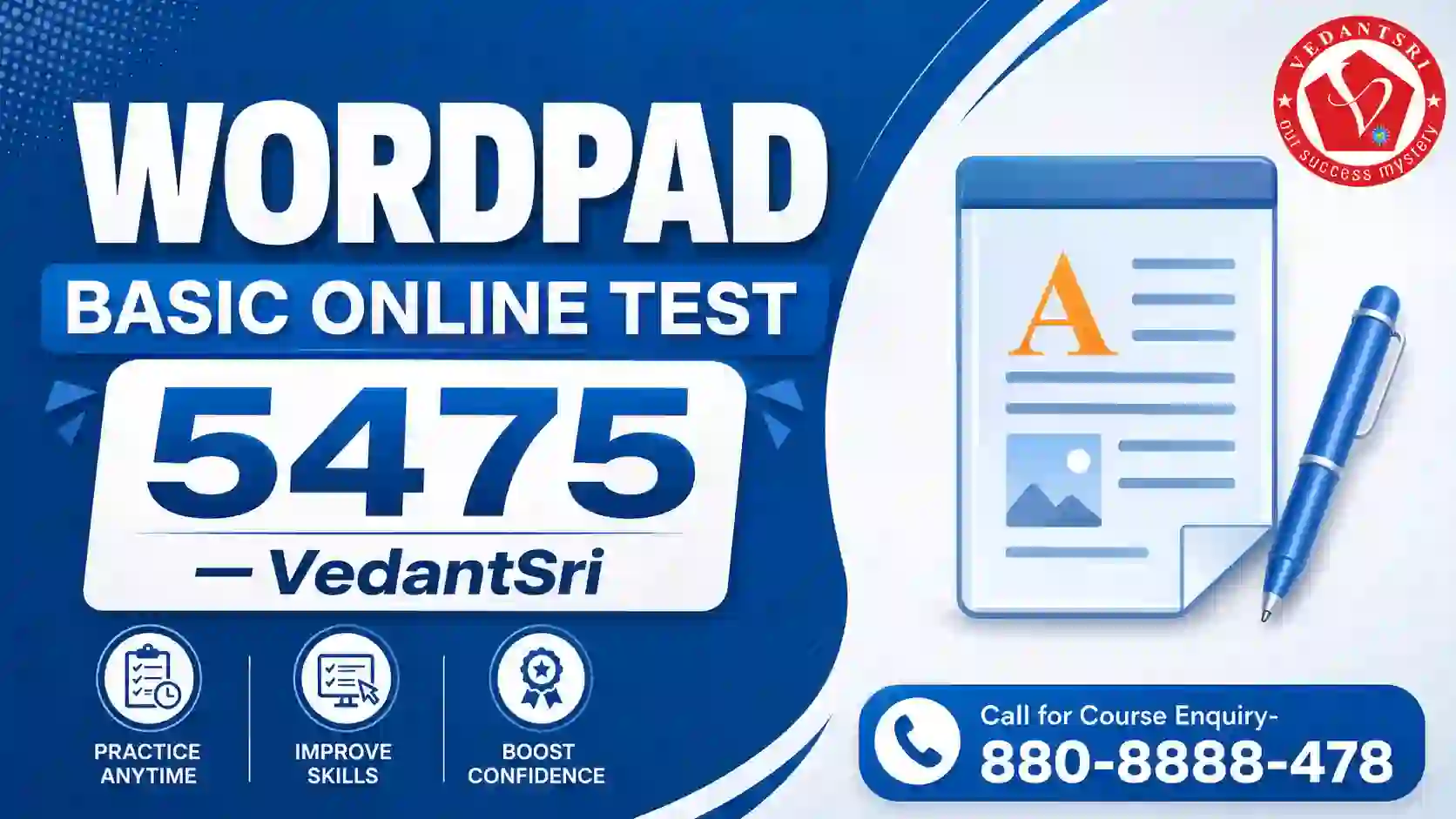 Wordpad Basic Online Test 5475 VedantSri