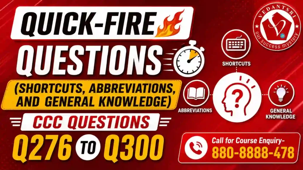 CCC Questions with Answers in Hindi – 100 Most Asked Exam Paper Questions Q201 to Q300 5 CCC Questions with Answers in Hindi – 100 Most Asked Exam Paper Questions Q201 to Q300 at Pradip VedantSri Training