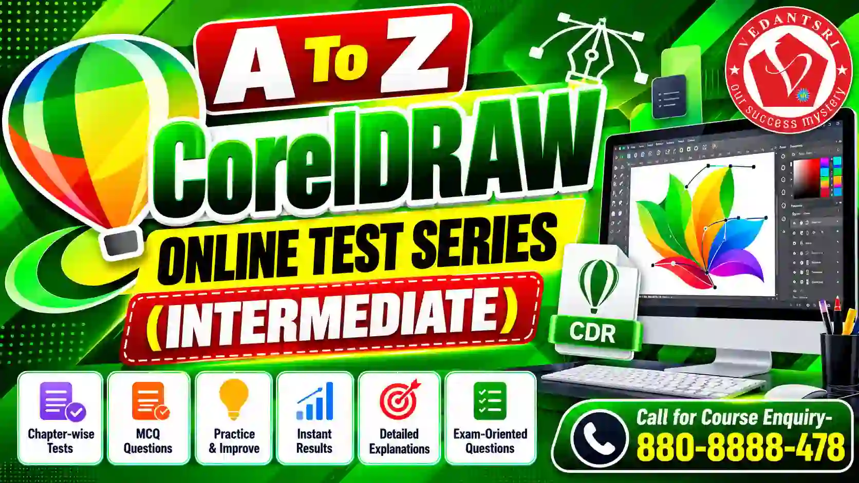 A To Z Corel Online Test Series – Free CorelDRAW MCQ Test with Answers, Mock Test, Quiz & Practice Questions Pradip VedantSri